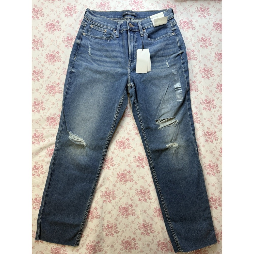 NWT Calvin Klein Jeans High Rise Straight Distressed Women's Size 28